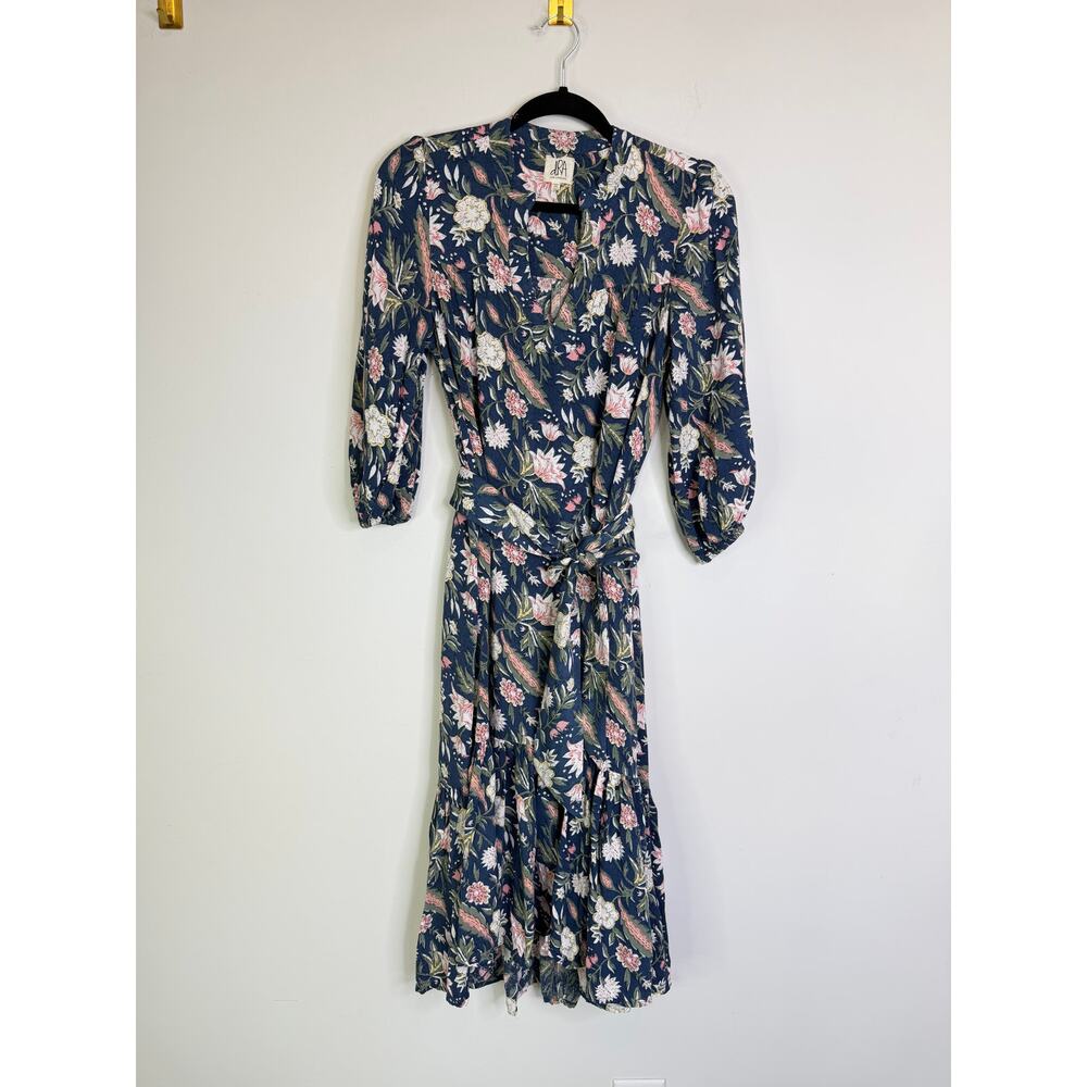 DRA Los Angeles Floral Boho belted Midi Dress size XS - Picture 2 of 8